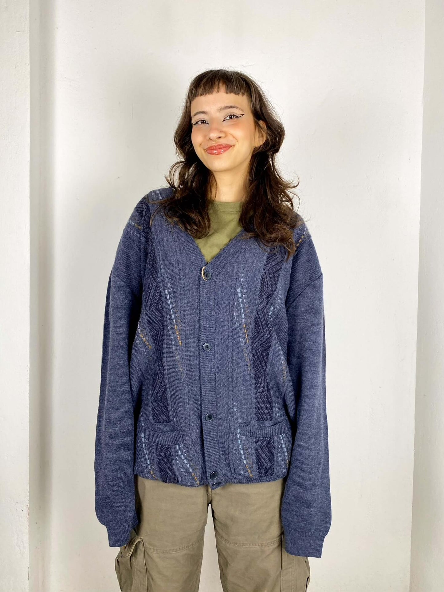 Blue Woolen Cardigan