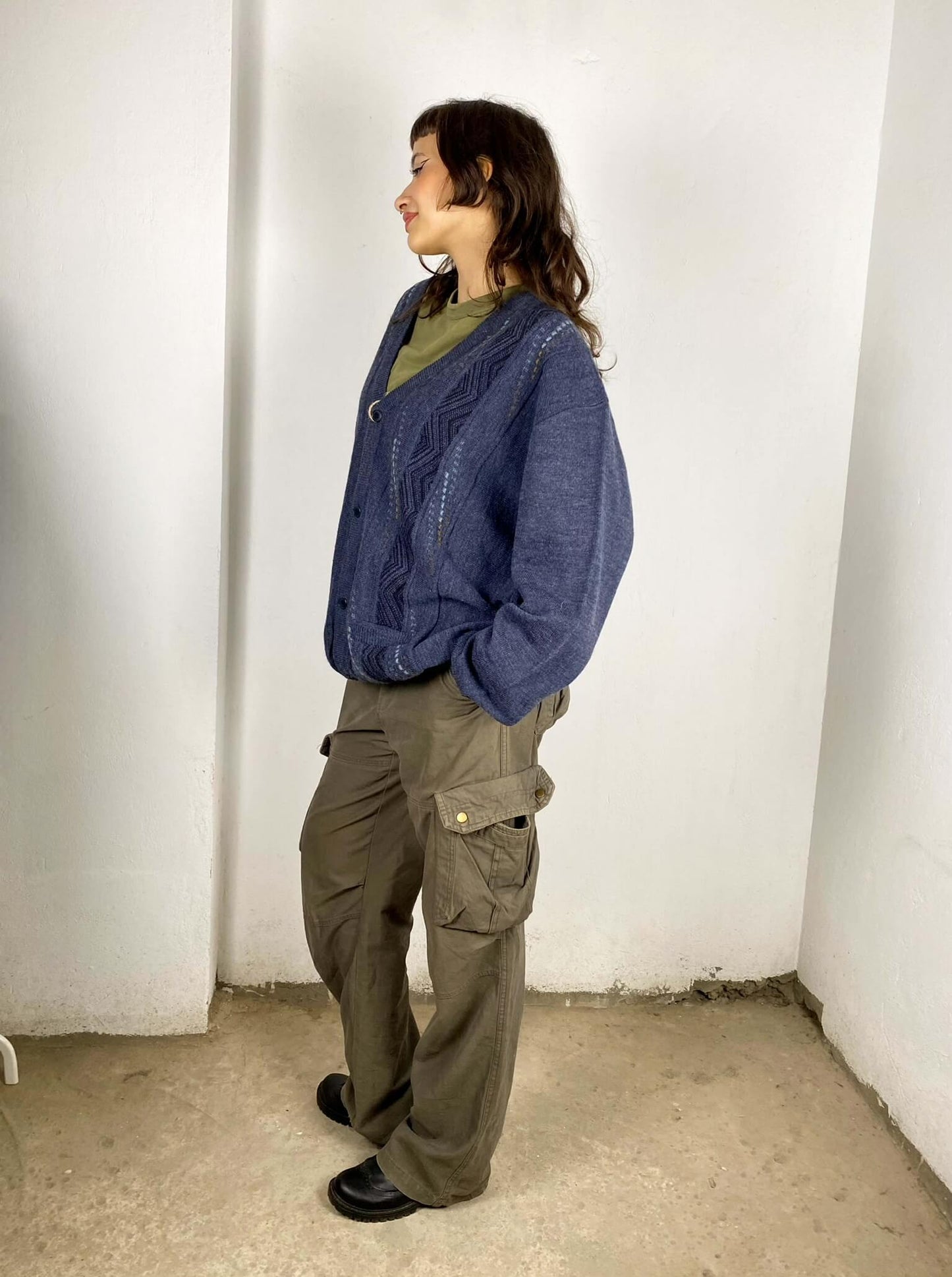 Blue Woolen Cardigan