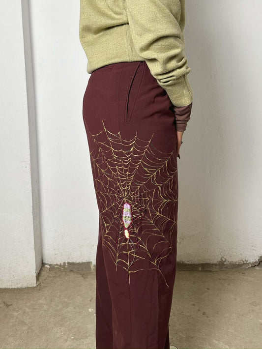 Handpainted and Embroidered Insects Pants