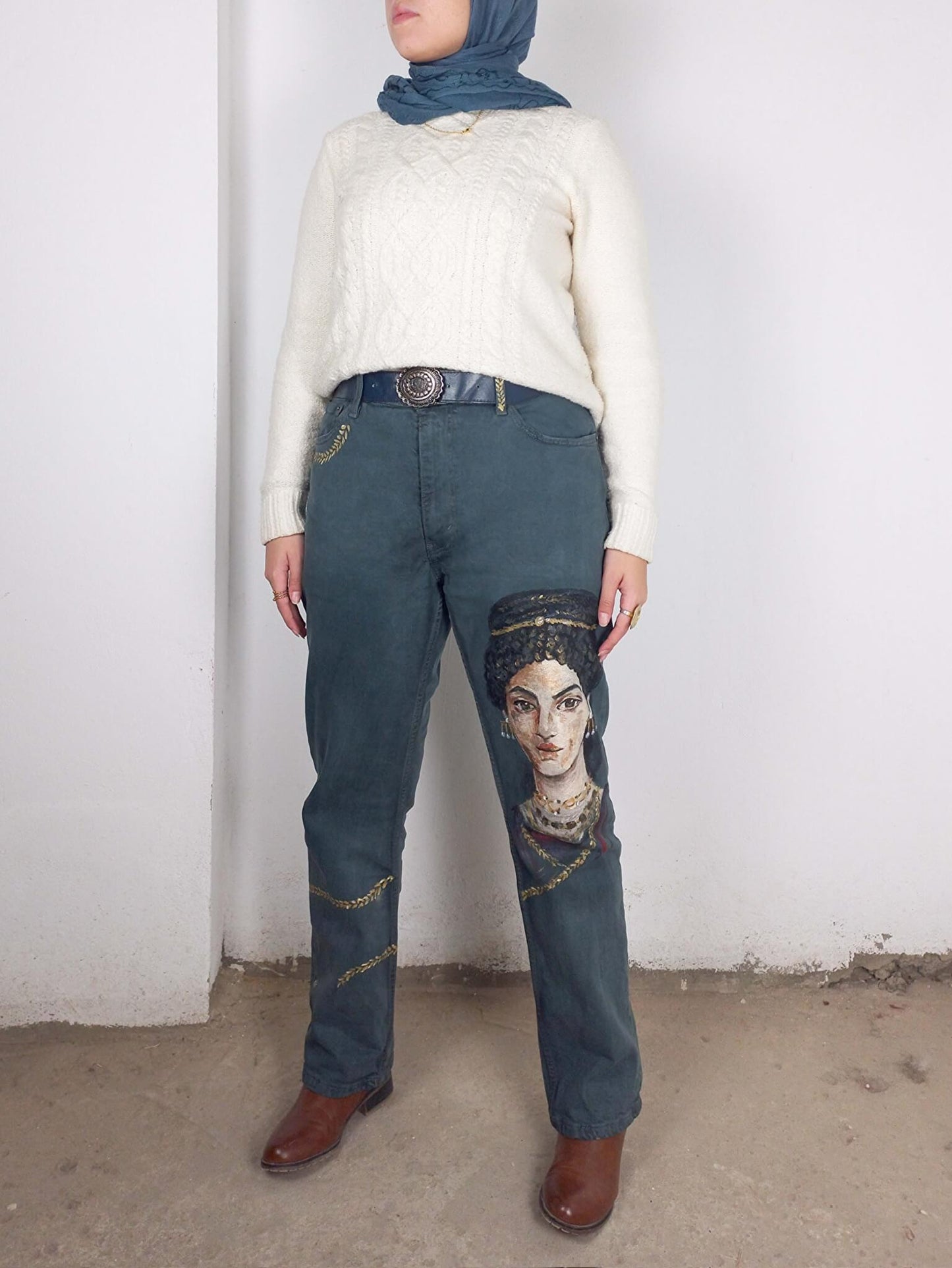 Fayoum Portrait Handpainted Jeans