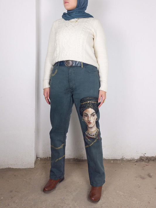 Fayoum Portrait Handpainted Jeans