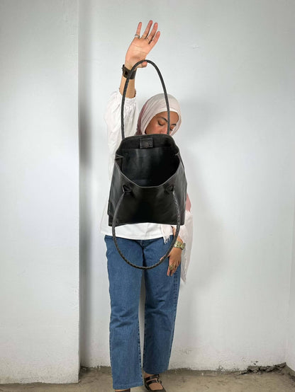 Genuine Leather Black Shoulder Bag