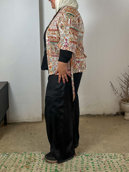 Beige and Brown Patterned Cardigan