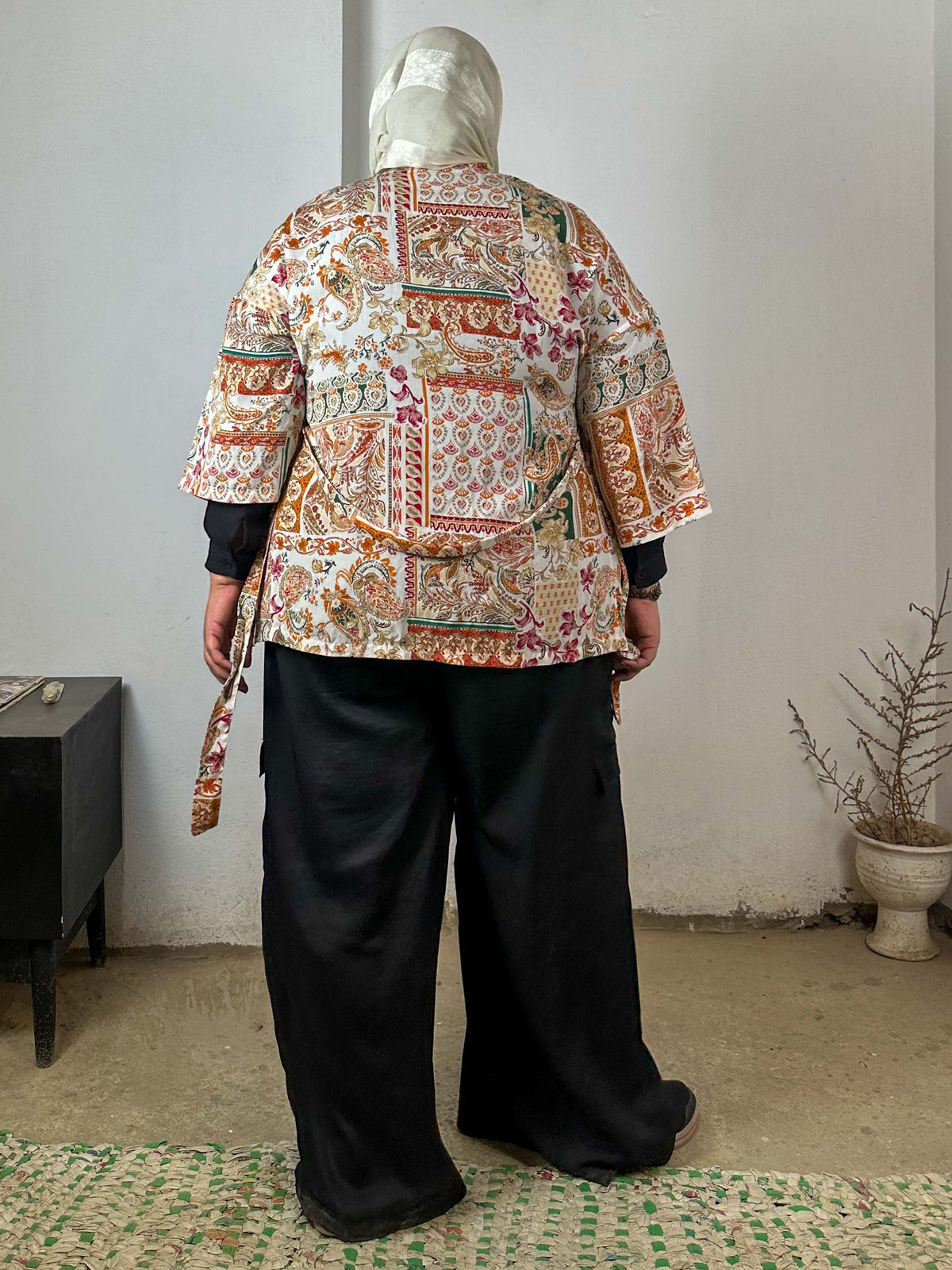 Beige and Brown Patterned Cardigan