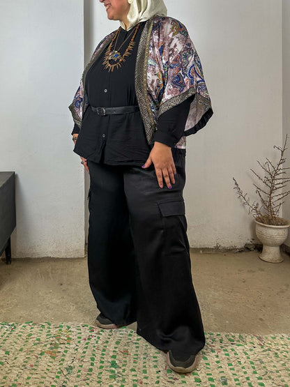 Patterned Satin Kimono