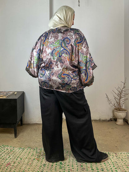 Patterned Satin Kimono