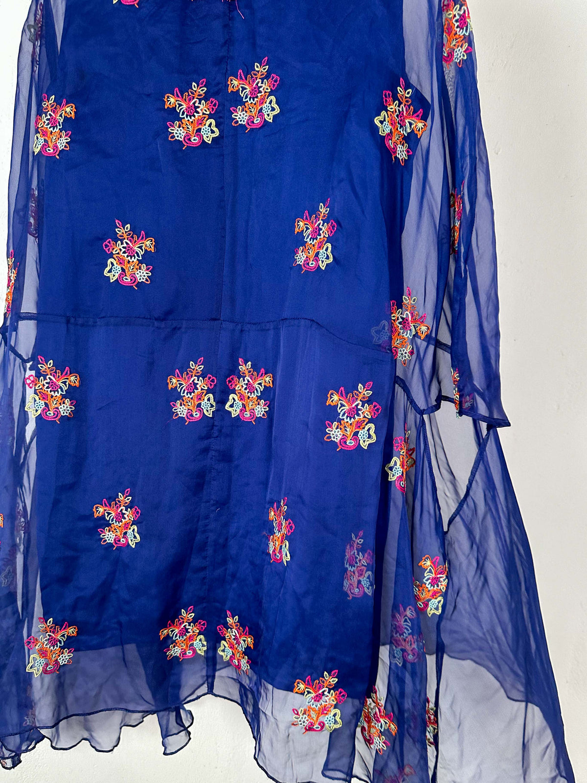 Blue Floral Chiffon Dress