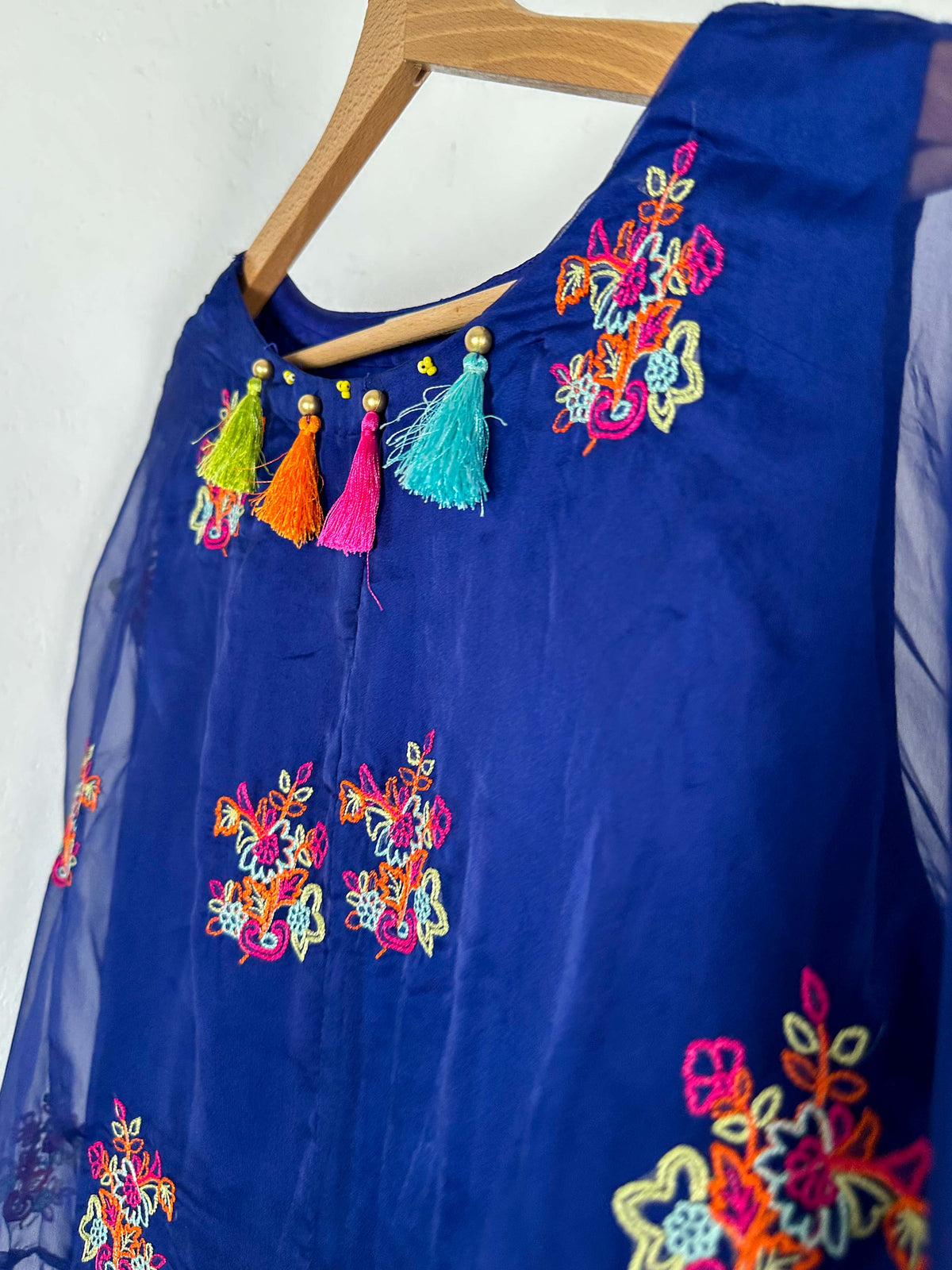 Blue Floral Chiffon Dress