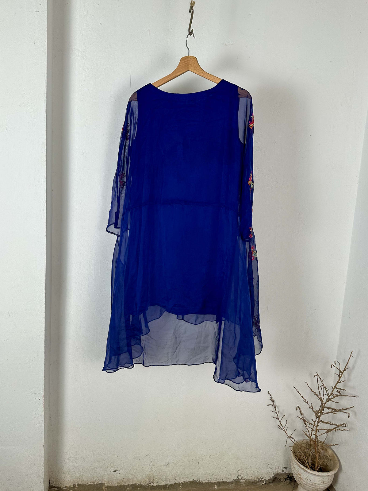 Blue Floral Chiffon Dress