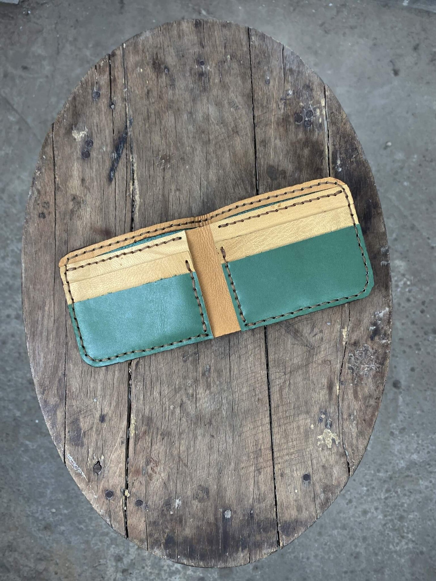 Green and Tan Leather Wallet