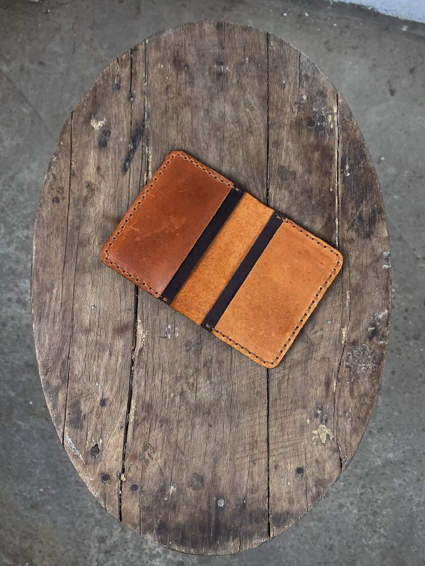 Tan Brown Leather Card Holder