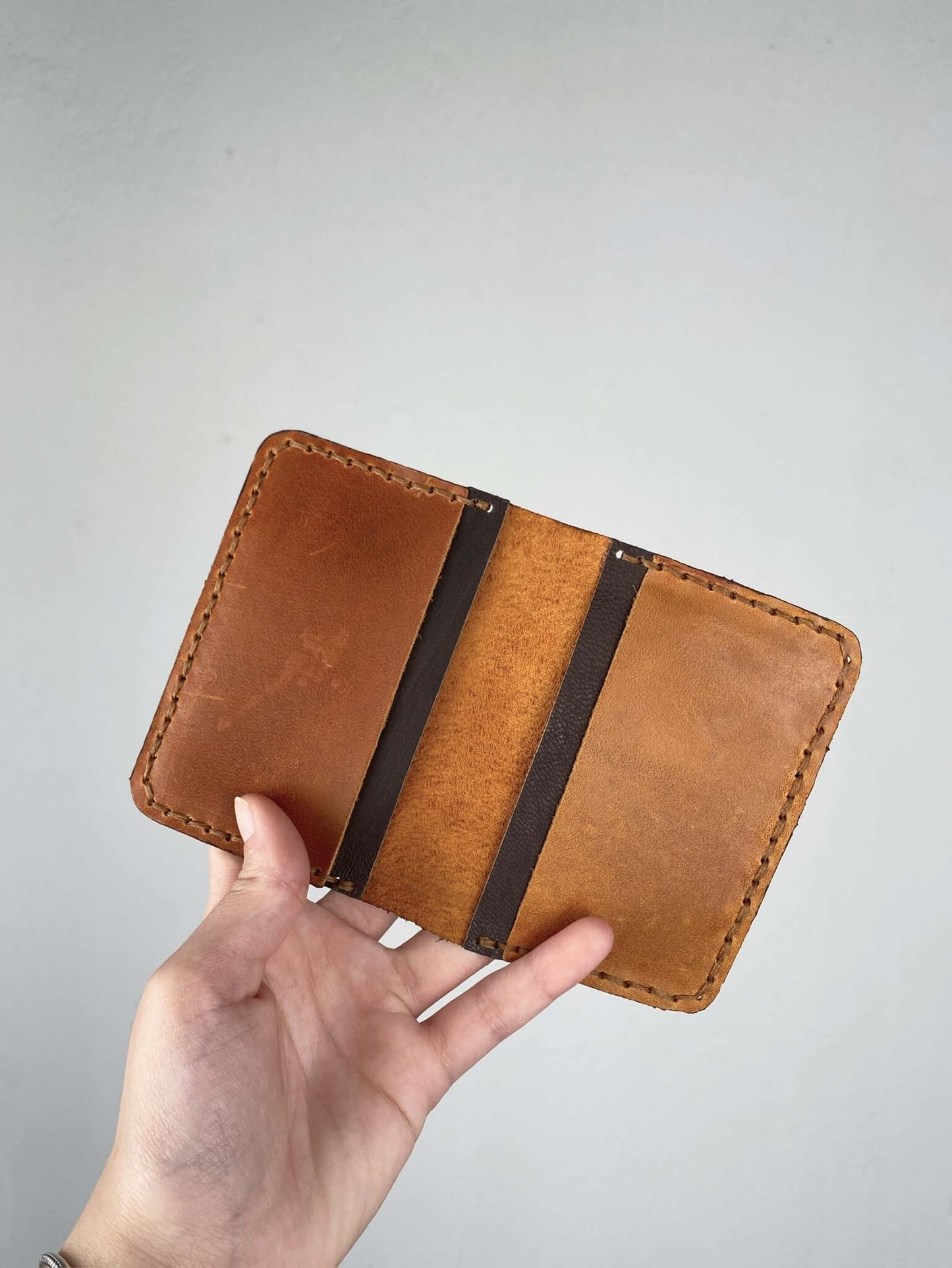 Tan Brown Leather Card Holder