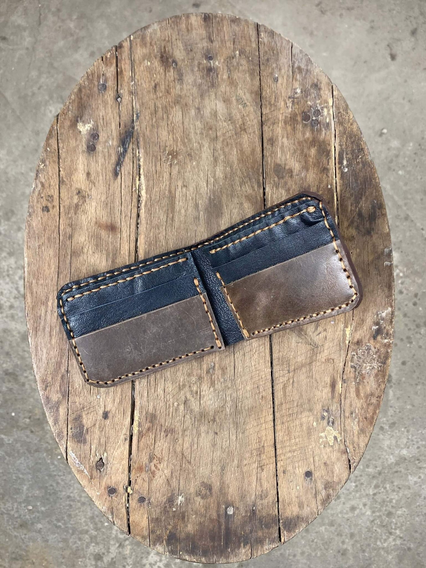 Dark Brown and Black Leather Wallet