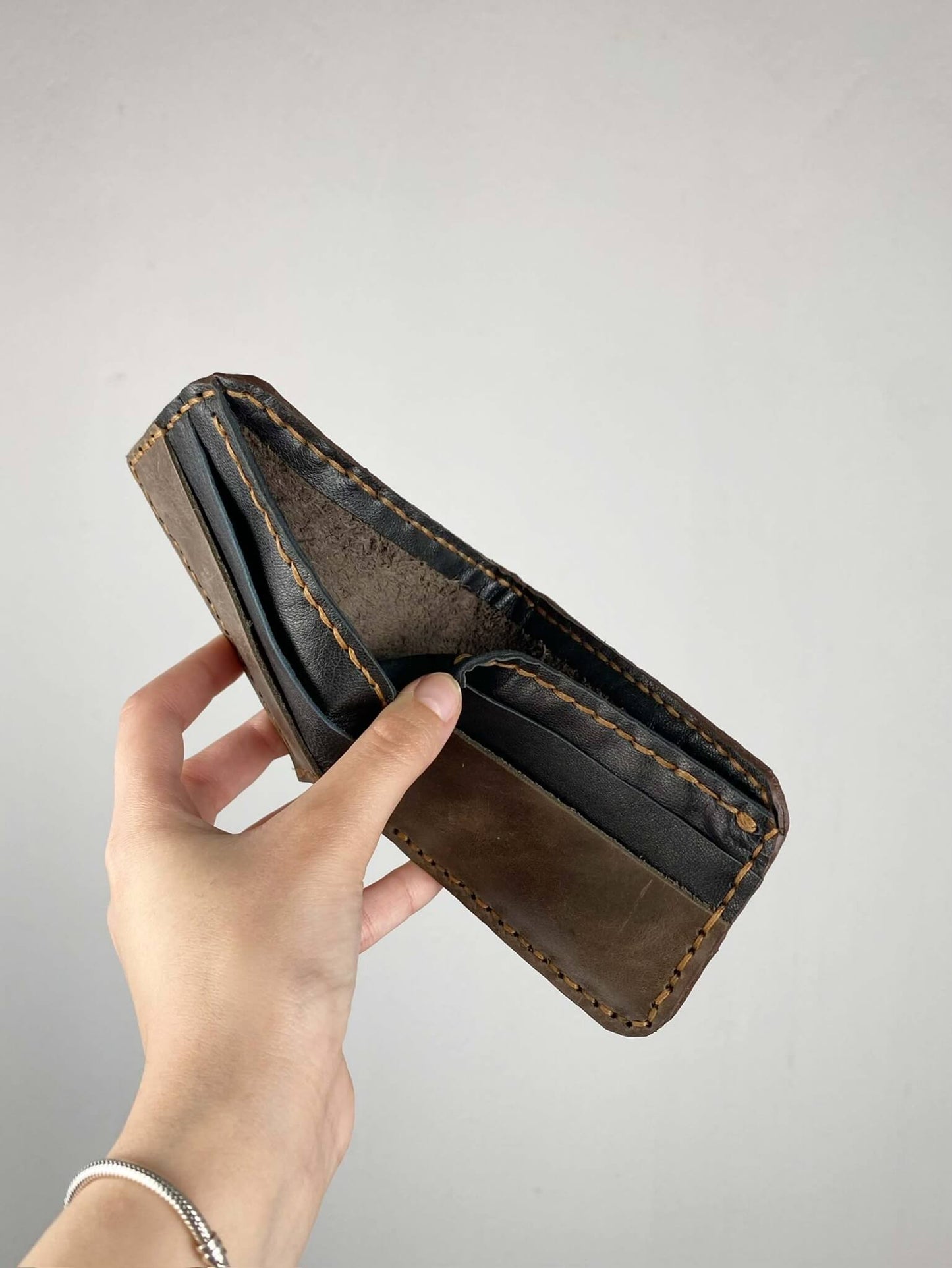 Dark Brown and Black Leather Wallet