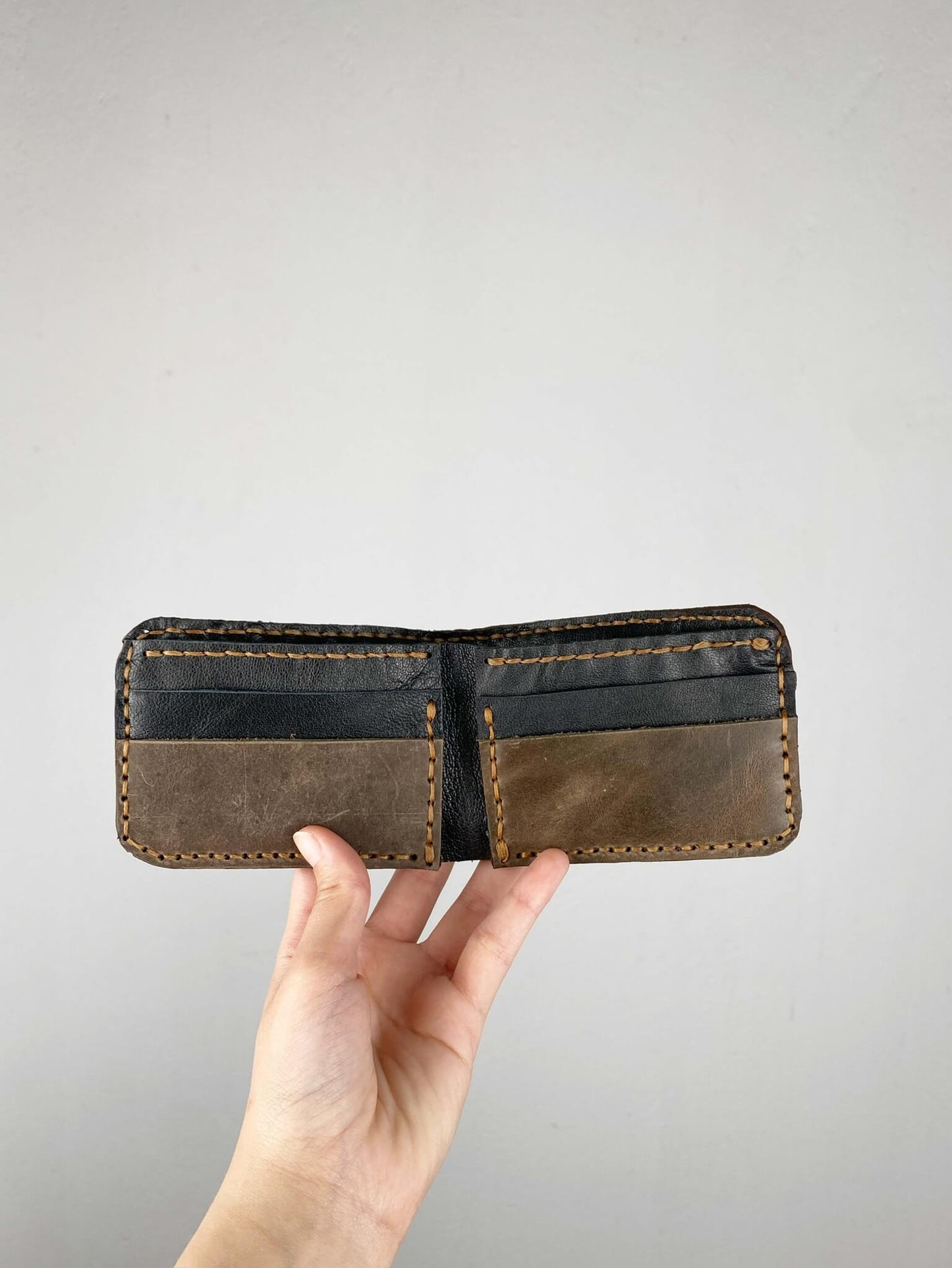 Dark Brown and Black Leather Wallet