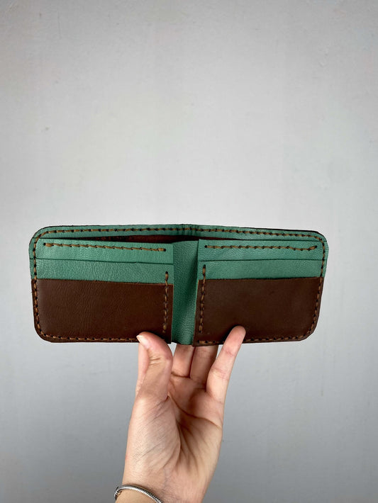 Brown and Green Leather Wallet
