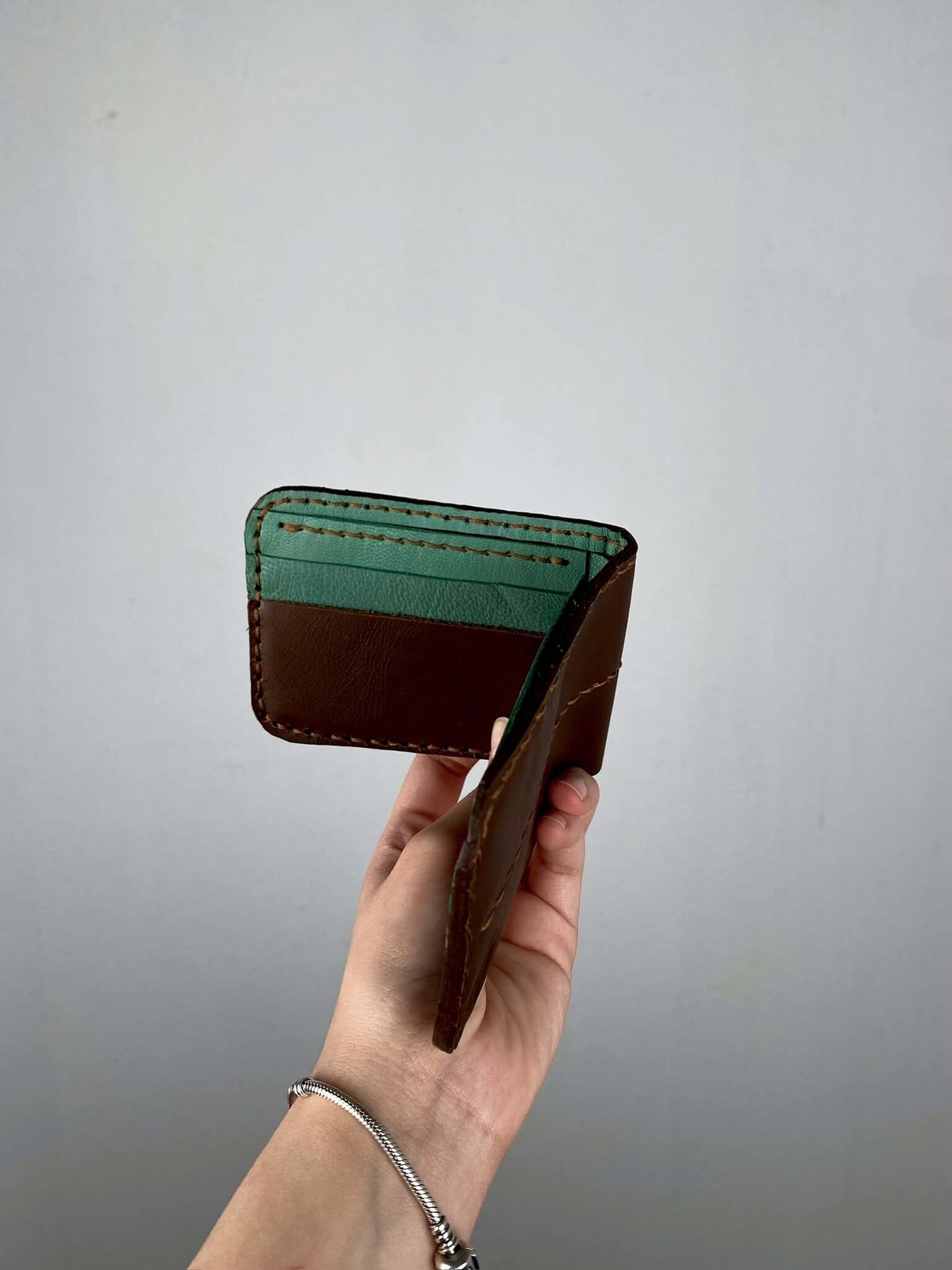 Brown and Green Leather Wallet