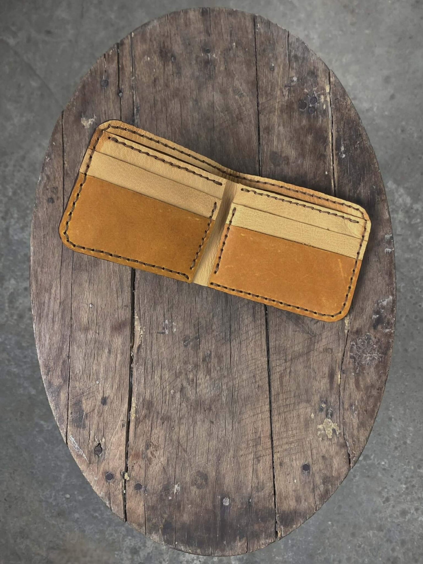 Tan and Beige Leather Wallet