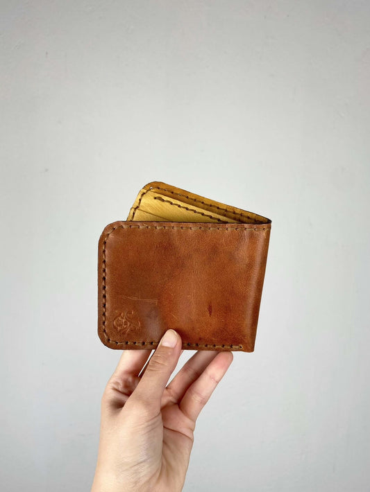 Brown and Beige Leather Wallet