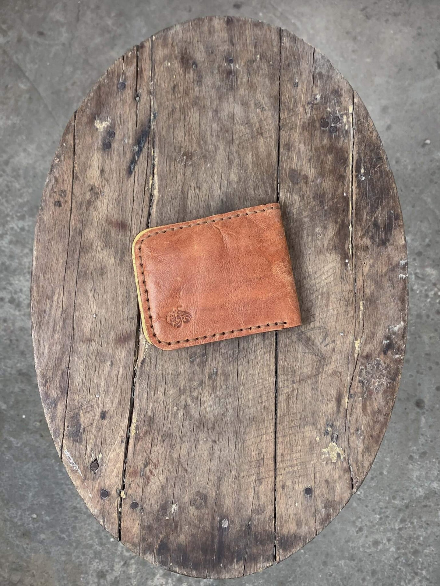 Brown and Beige Leather Wallet