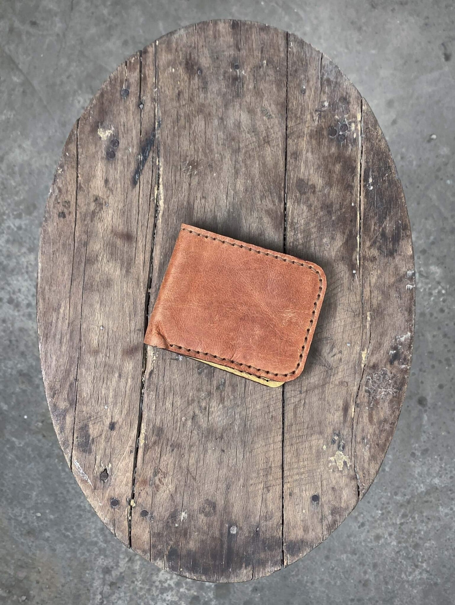Brown and Beige Leather Wallet