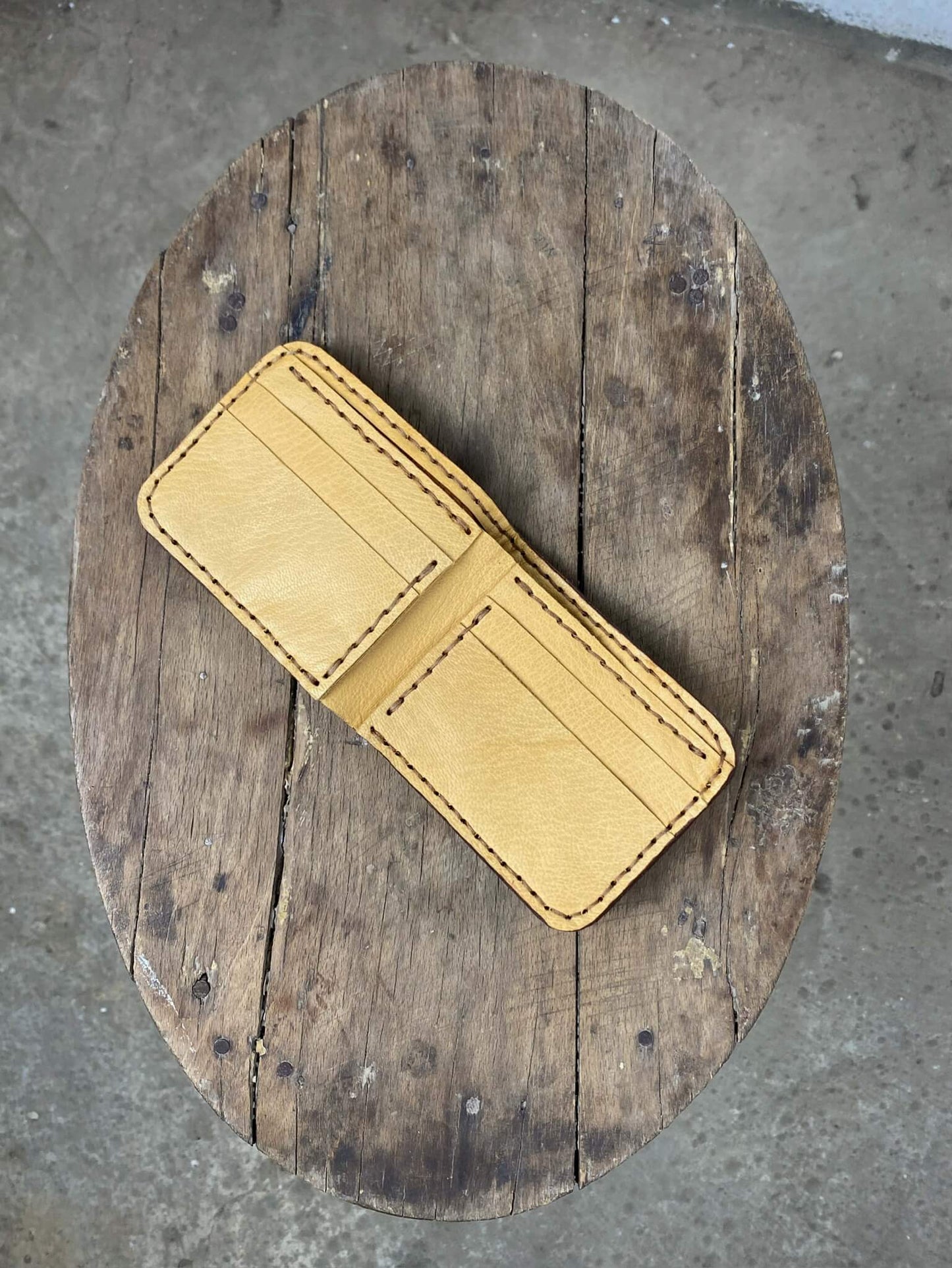 Brown and Beige Leather Wallet
