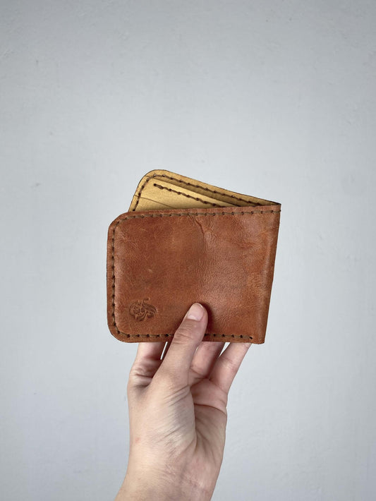 Brown and Beige Leather Wallet