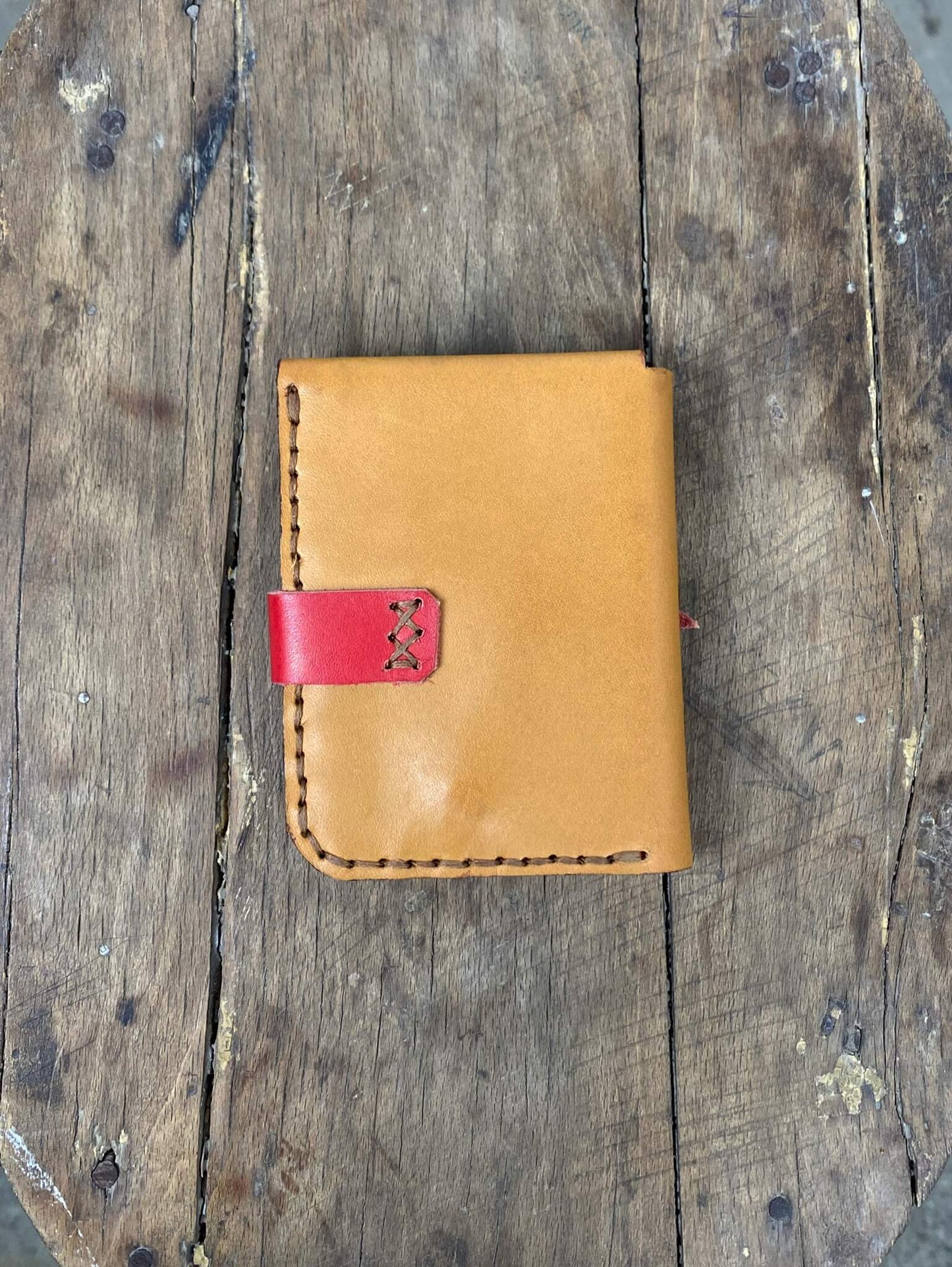 Tan and Red Leather Wallet