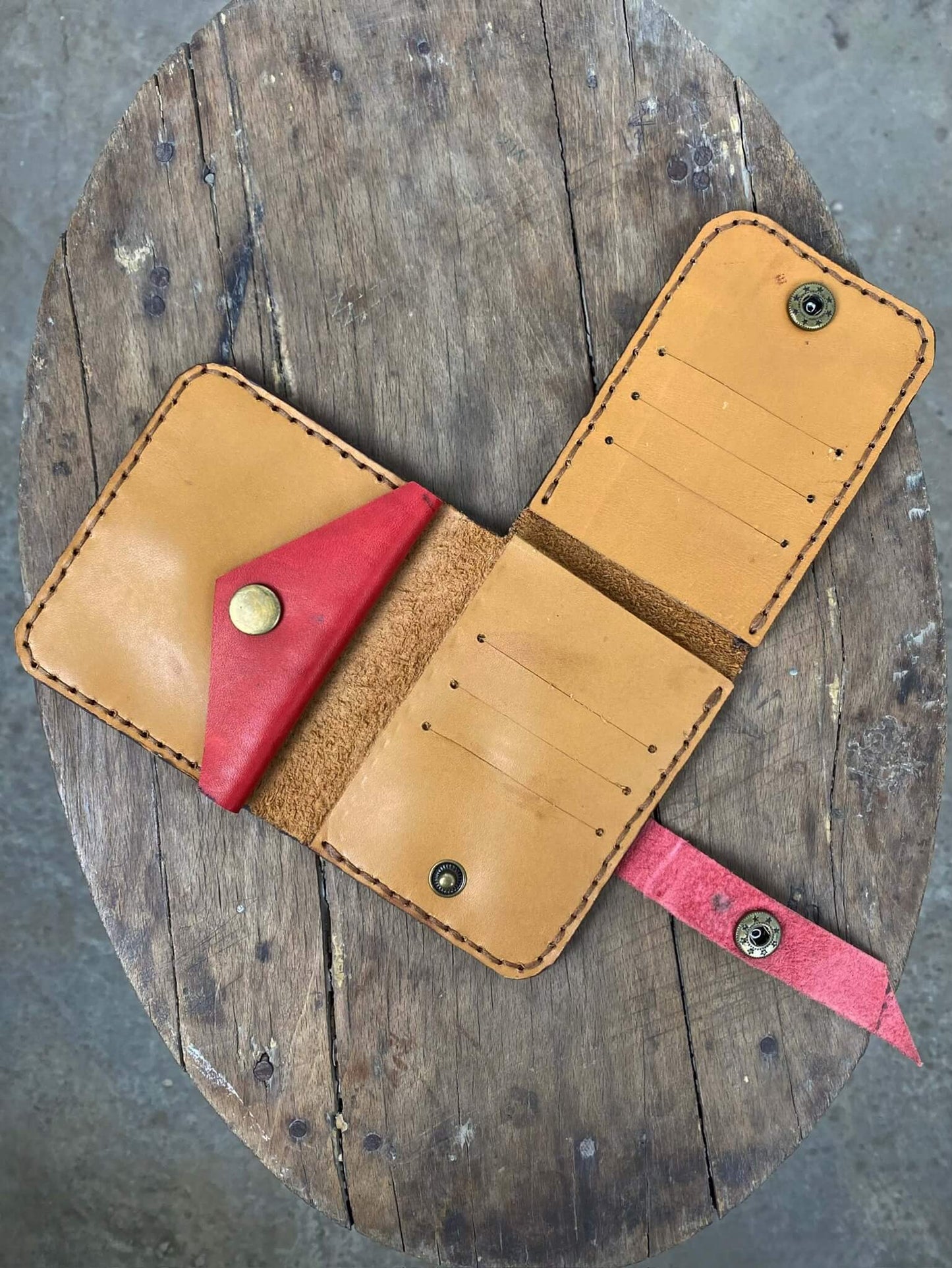 Tan and Red Leather Wallet