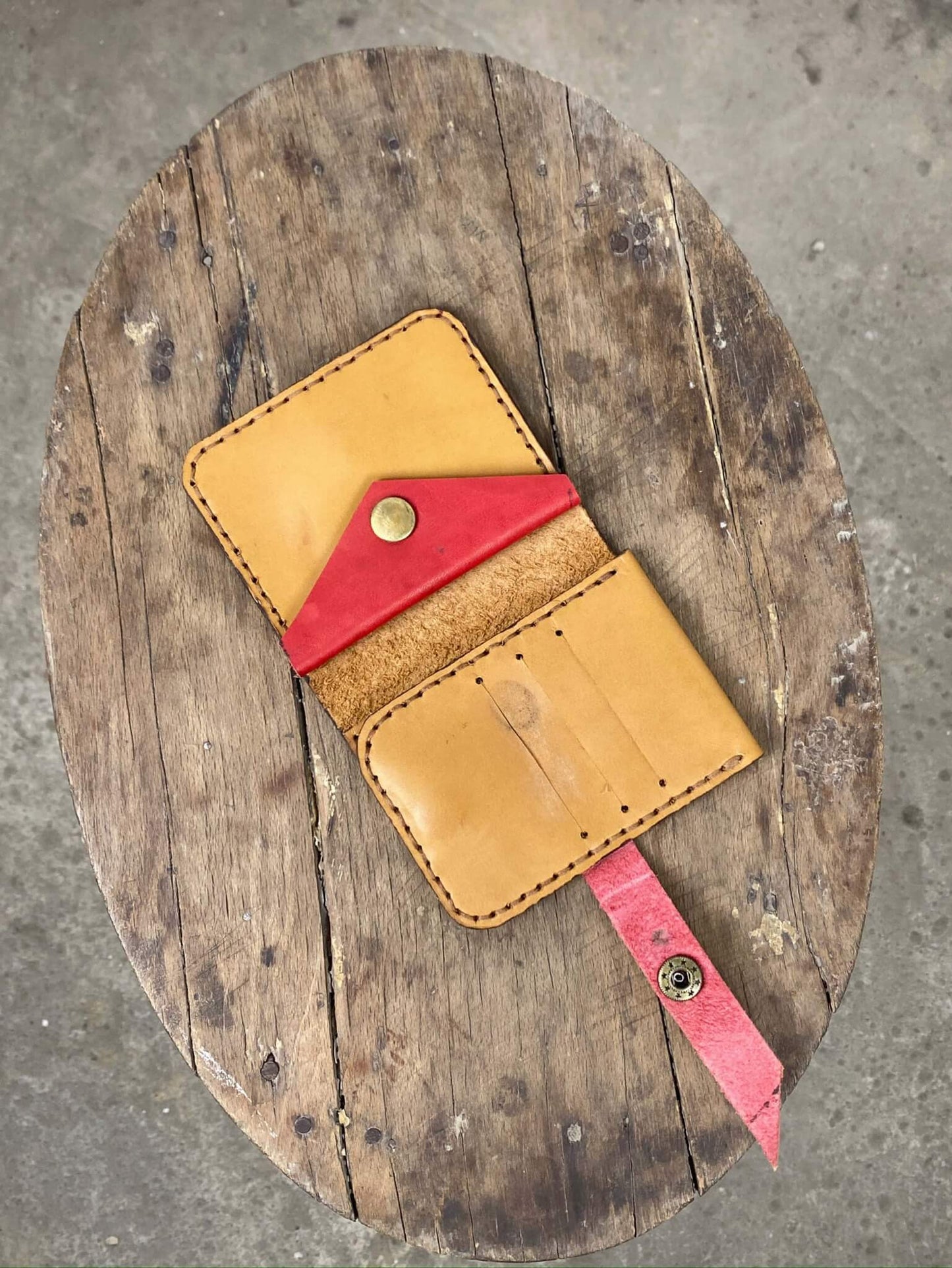 Tan and Red Leather Wallet