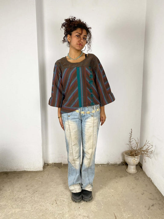 Striped Brown Vintage Blouse