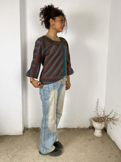 Striped Brown Vintage Blouse