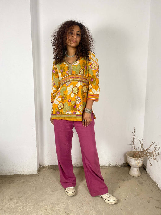 Patterned Yellow Blouse