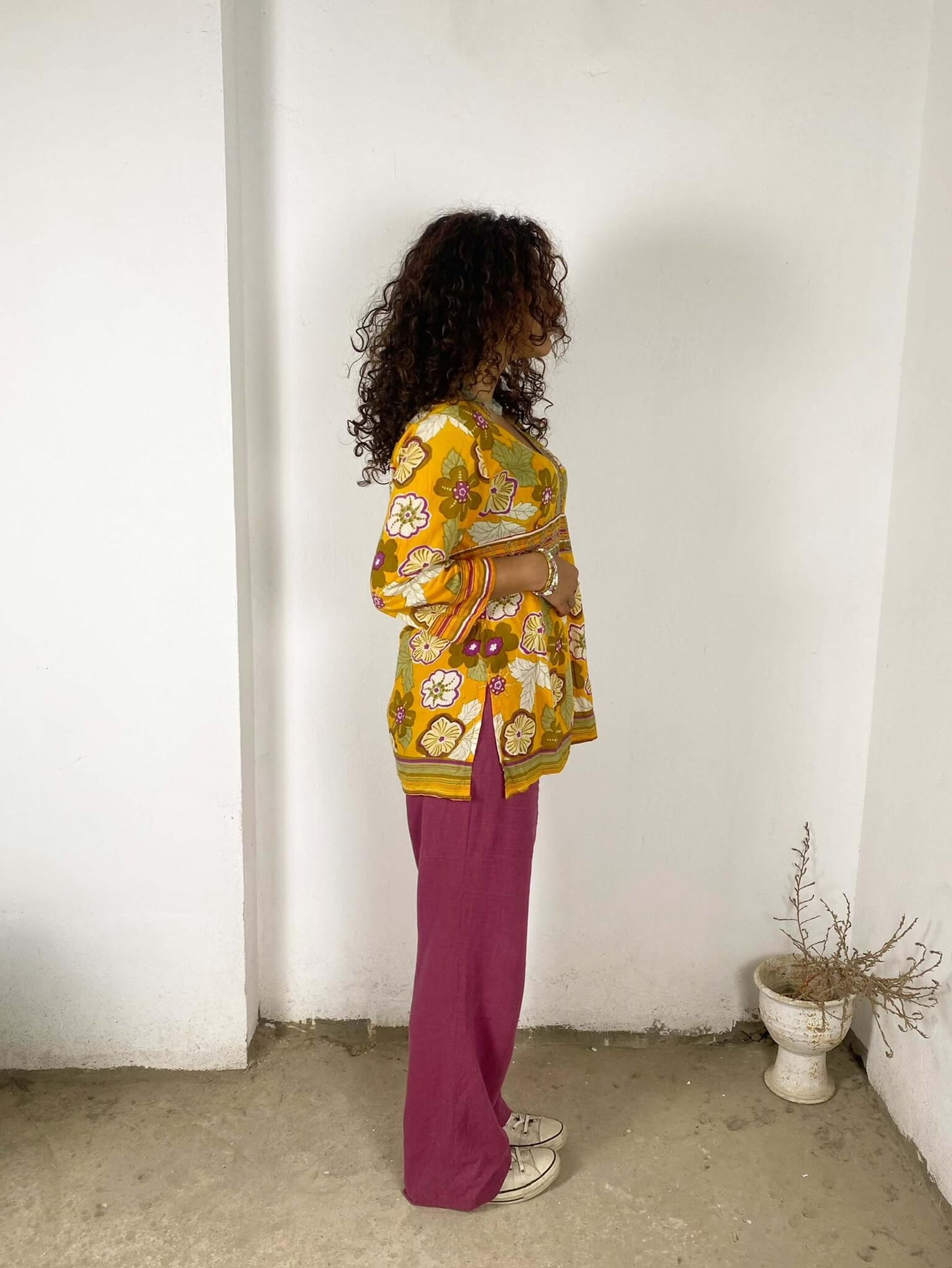 Patterned Yellow Blouse