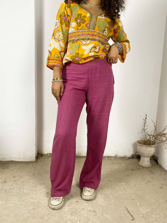 Magenta Linen Pants
