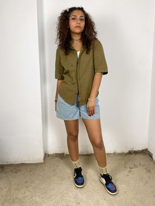 Olive Wrap-up Shirt