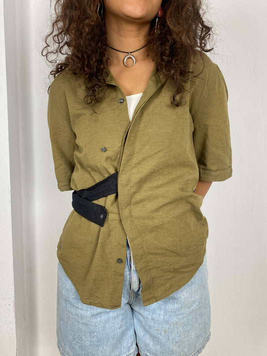 Olive Wrap-up Shirt