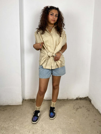 Beige Wrap-up Shirt