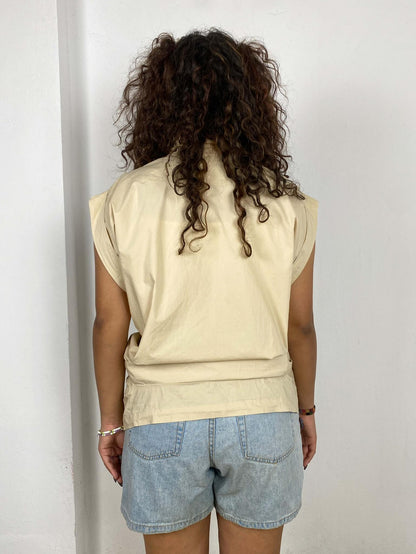 Beige Wrap-up Shirt