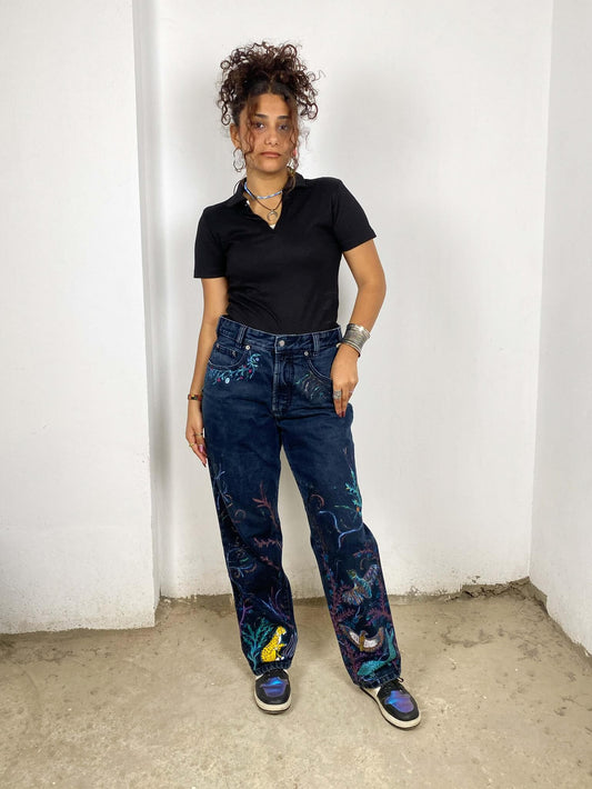 Ancient Egyptian Animals Handpainted Jeans