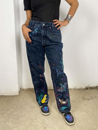 Ancient Egyptian Animals Handpainted Jeans