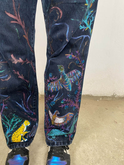 Ancient Egyptian Animals Handpainted Jeans