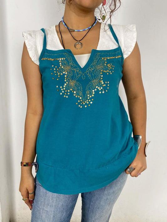 Teal Spaghetti Strap Top