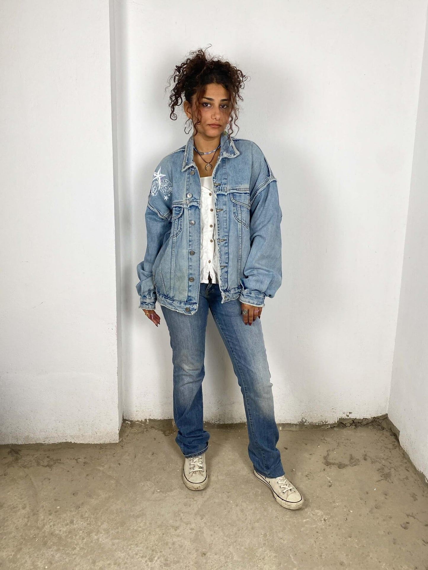 Handpainted Stamps Denim Jacket