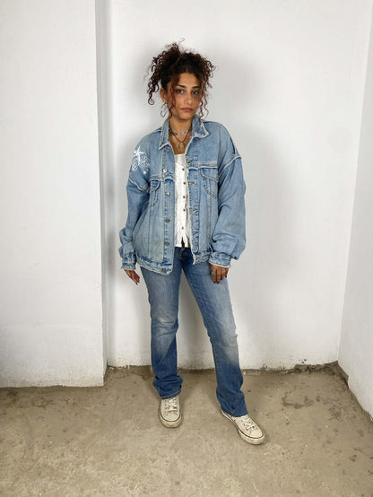 Handpainted Stamps Denim Jacket