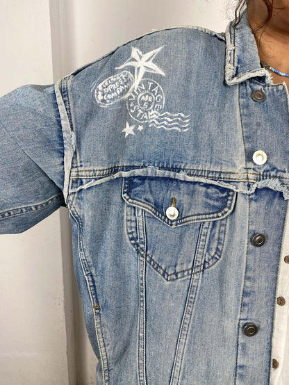 Handpainted Stamps Denim Jacket