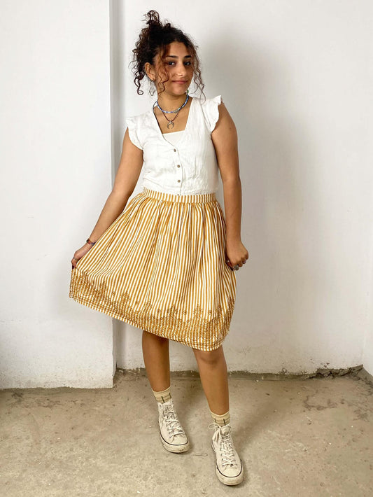 Tan Striped Vintage Akirt