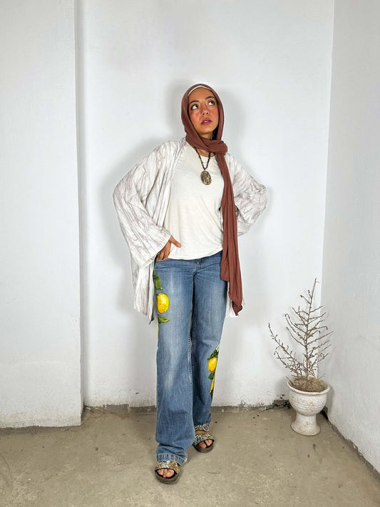 Handpainted Lemon Jeans