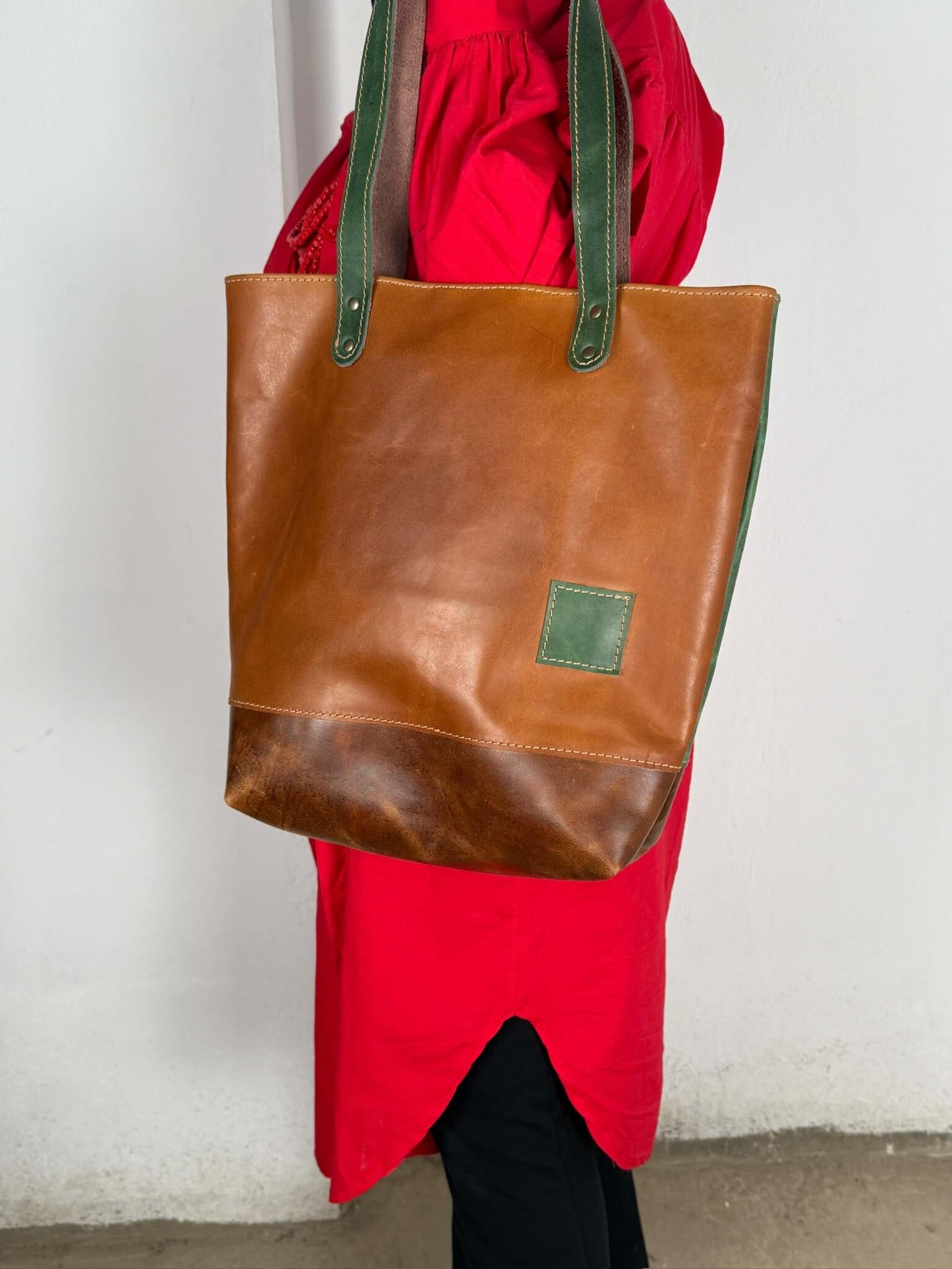 Collage Leather Tote Bag