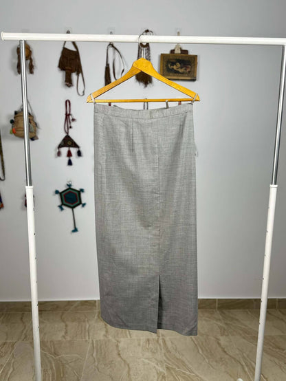 Grey Midi Wool Skirt